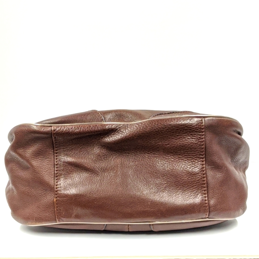 B. Makowsky Brown Leather Shoulder Bag - Picture 4 of 6